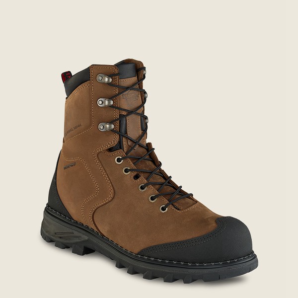 Red Wing Safety Bot Erkek - Burnside - 8-Inch Waterproof Toe - Kahverengi/Siyah - 62UMELCGW